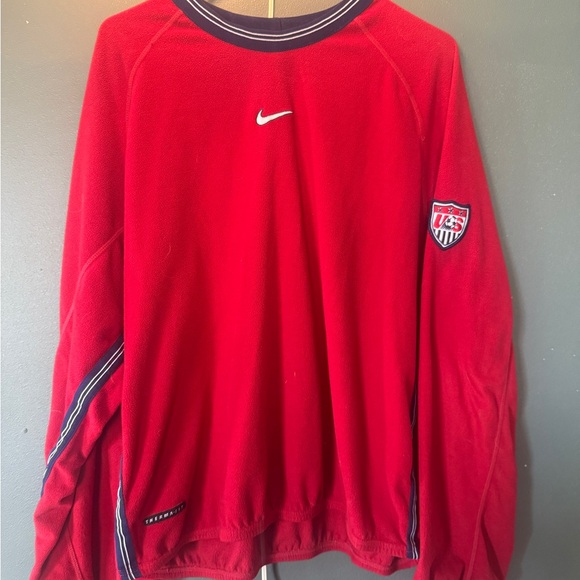 Vintage 90's Nike USA Football Fleece Sweatshirt Soccer Red Track Top Train